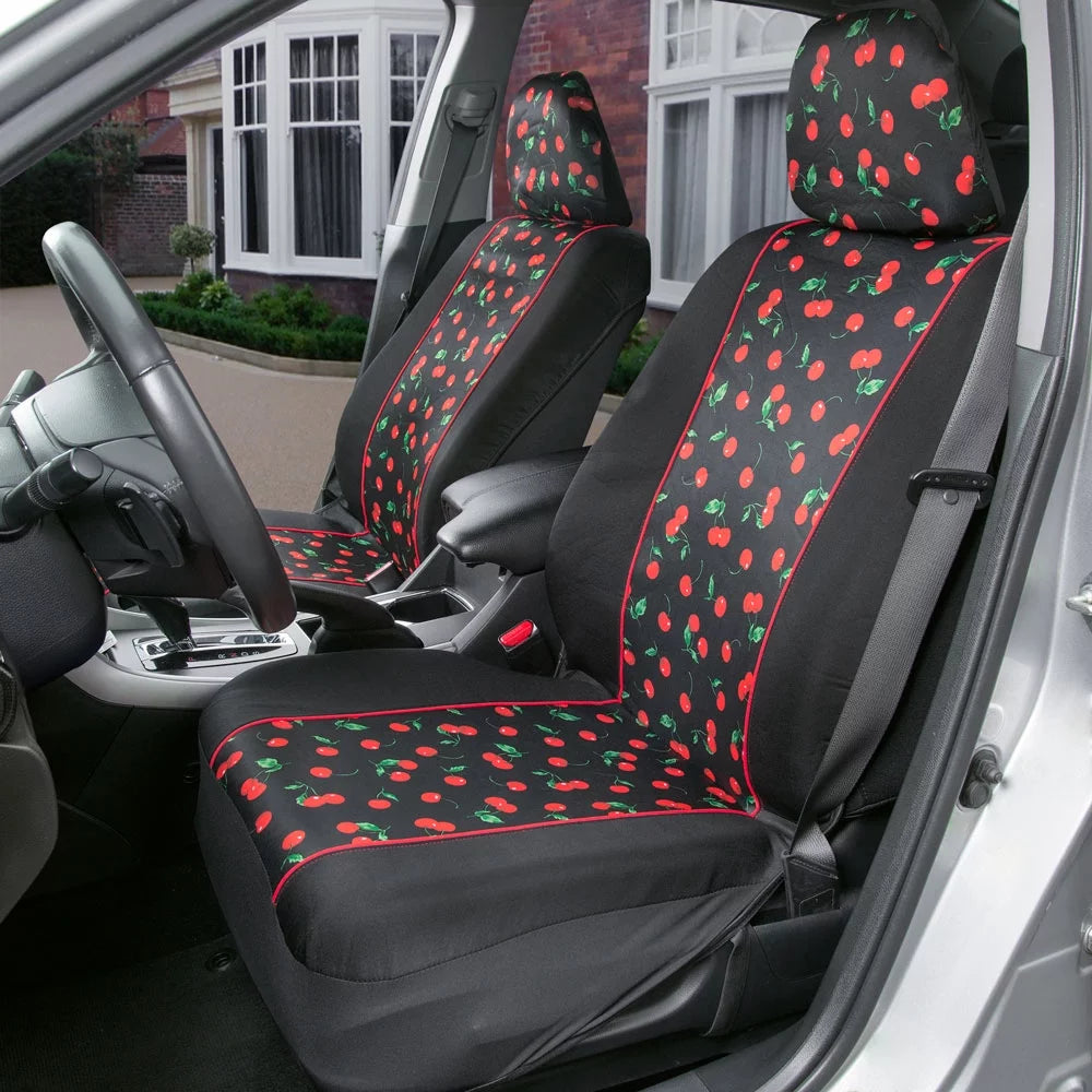 Cheeky Cherry Theme Car Seat Covers, Universal Fit, 2 Sets K610