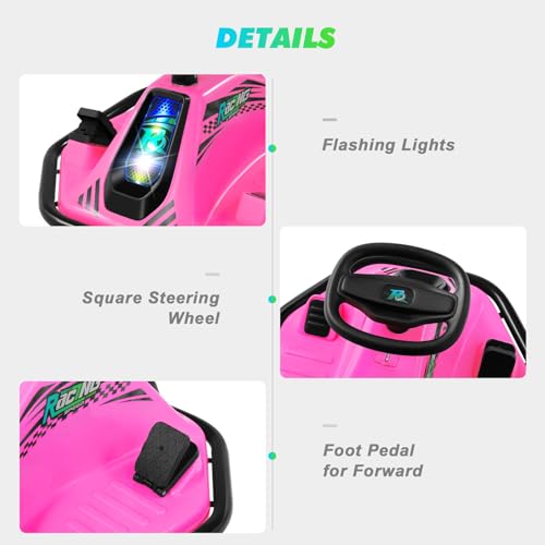 24V Electric Drifting Go Kart for Kids with Brushless Motor, Pink G891