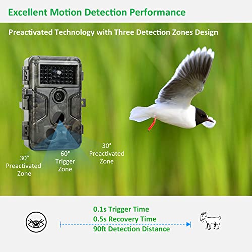 Trail Camera, 64MP 1296p, No Glow Night Vision, Motion Activated Waterproof B8160