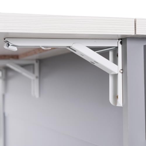 Farmhouse Kitchen Island with Drop Leaf, Barn Door and Wheels O34026