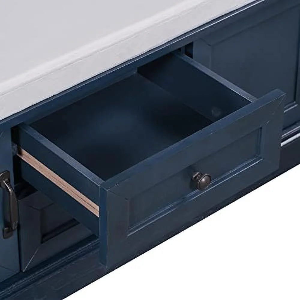 Solid Wood Shoe Bench with 3 Shutter Doors and Removable Cushion Q53541