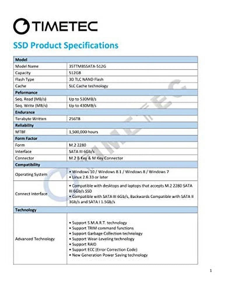 512GB SATA III M.2 2280 Internal Solid State Drive S613