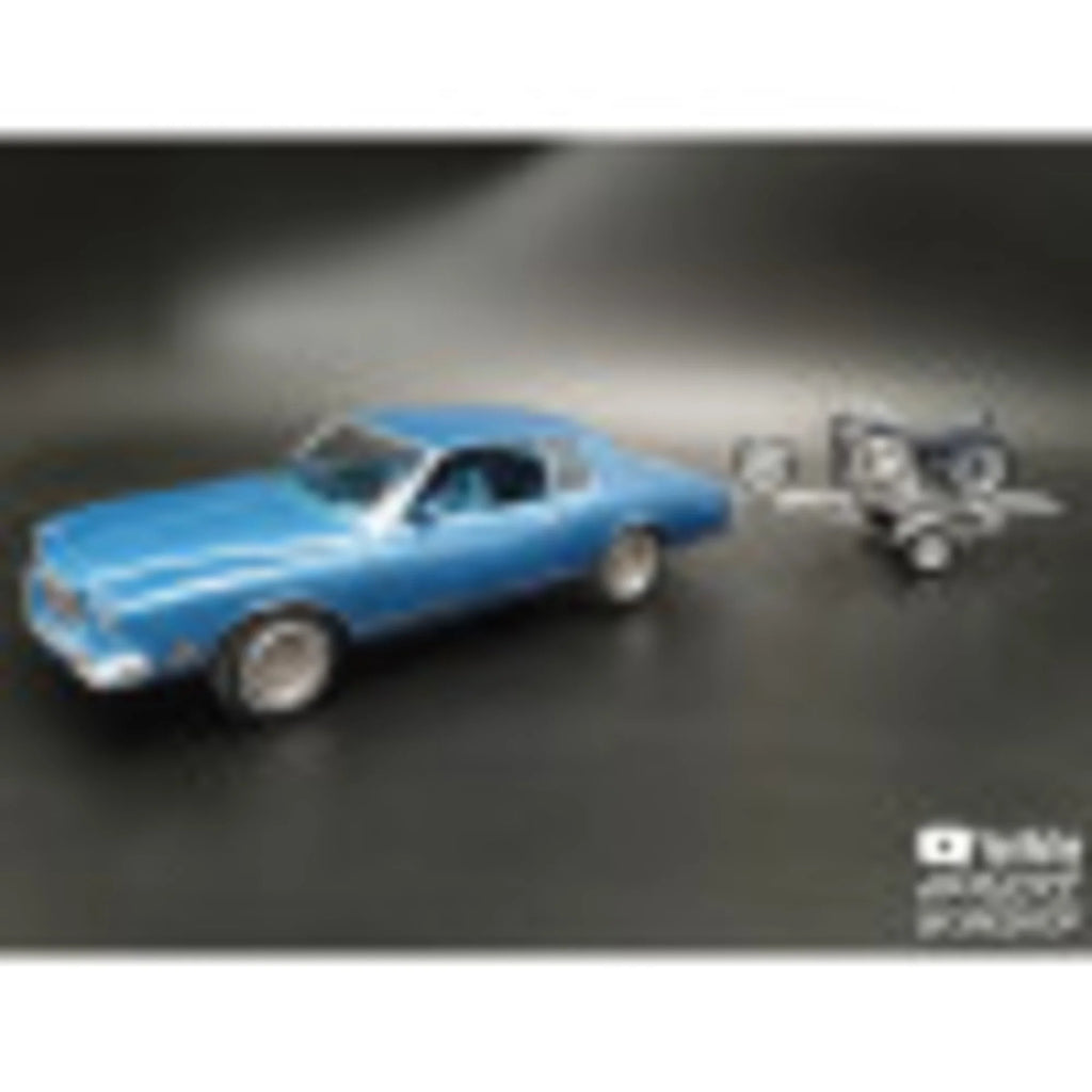 1:25 Scale Model Kit - 1980 Chevy Monte Carlo with Chopper & Trailer, Unpainted Building Kit Q628