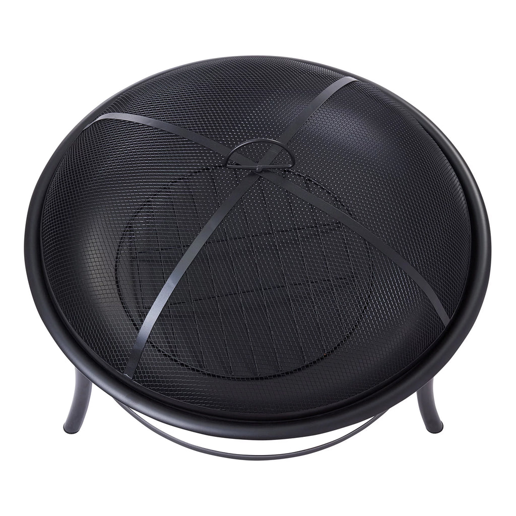 26" Round Iron Outdoor Wood Burning Fire Pit, Black T9344