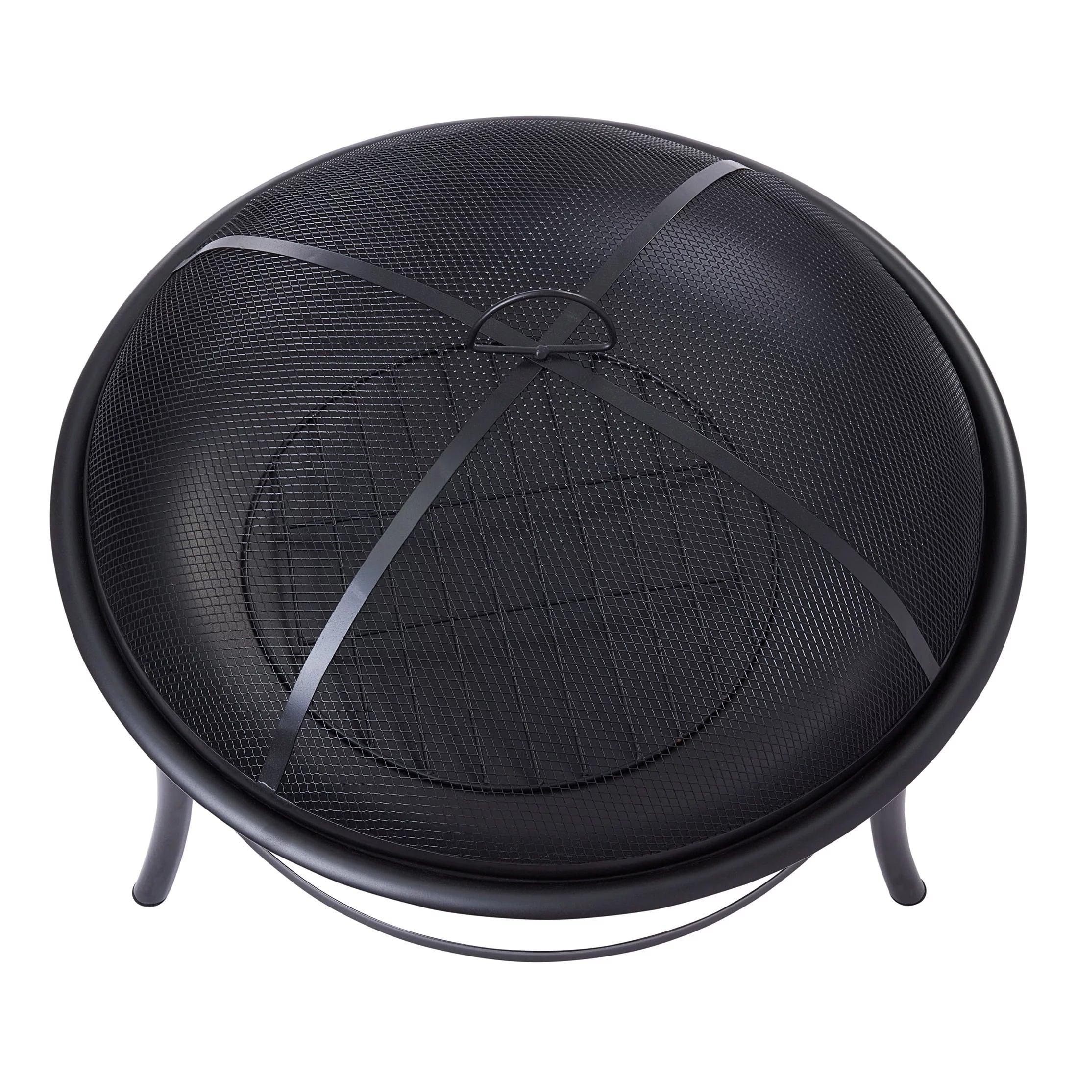 26" Round Iron Outdoor Wood Burning Fire Pit, Black T9344