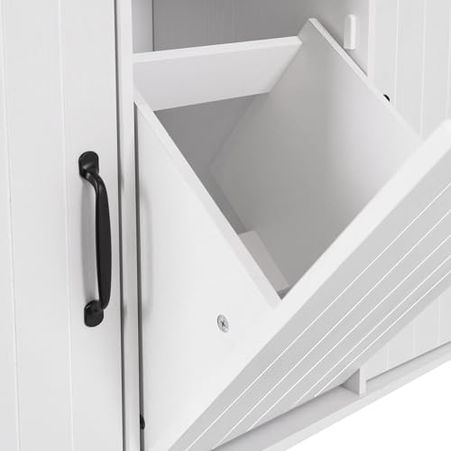 Farmhouse Kitchen Island with Drop Leaf, Barn Door and Wheels O34026