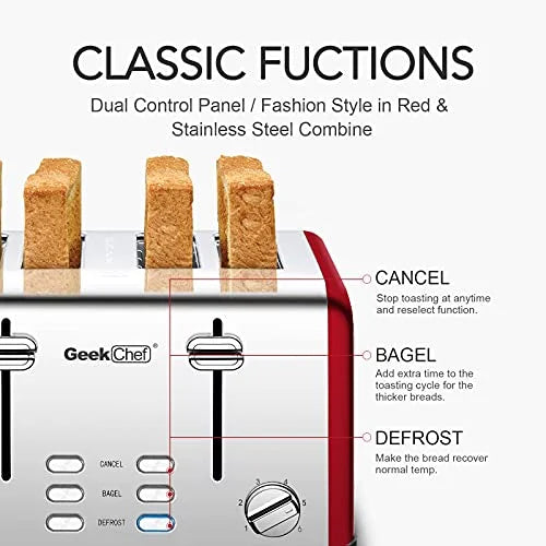 4 Slice Extra Wide Slot Toaster, Stainless Steel J143388
