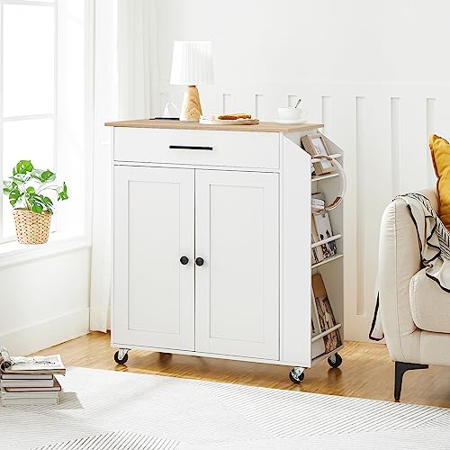 Kitchen Island with Power Outlet and Spice Rack on Wheels D759355