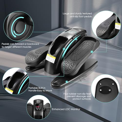 Under Desk Elliptical Machine - Quiet Pedal Exerciser for Seniors, Office & Home N263