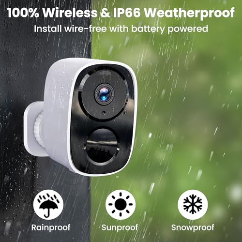 2K Wireless Outdoor Security Camera, Battery Powered, AI Motion Detection N98013