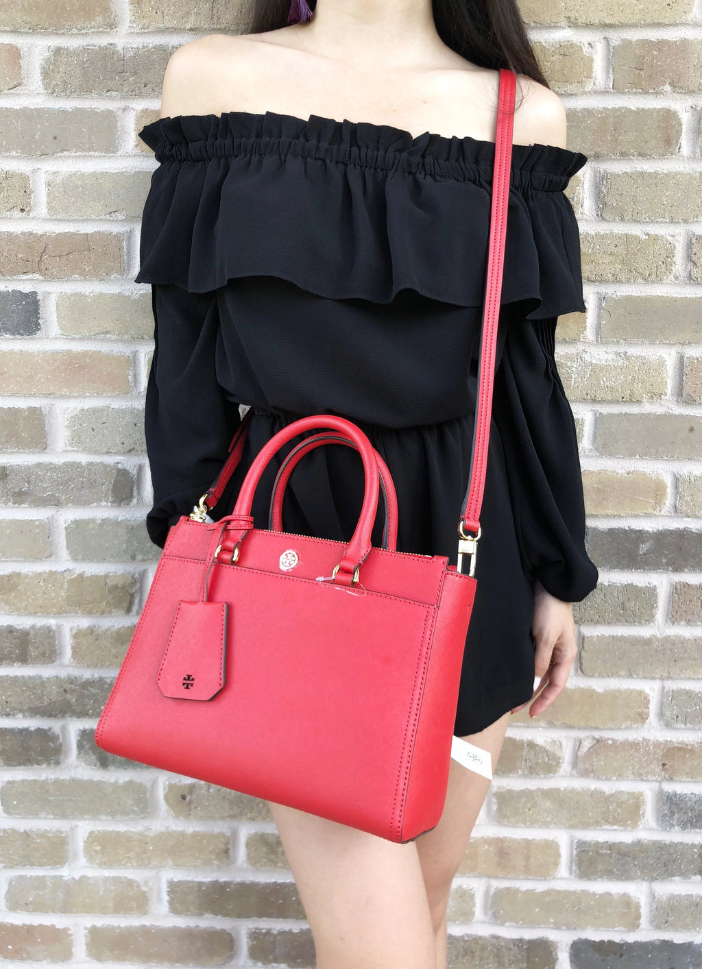 Small Double Zip Tote Satchel Crossbody Bag W711669