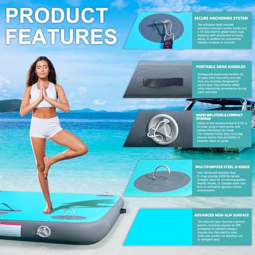 Inflatable Floating Dock Platform for Pool Beach Ocean Y75577