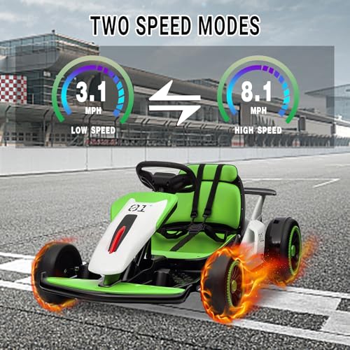 Kids Go Kart, 24V Electric Drift Car with Dual 200W Motors, 2-Speed, White B188186