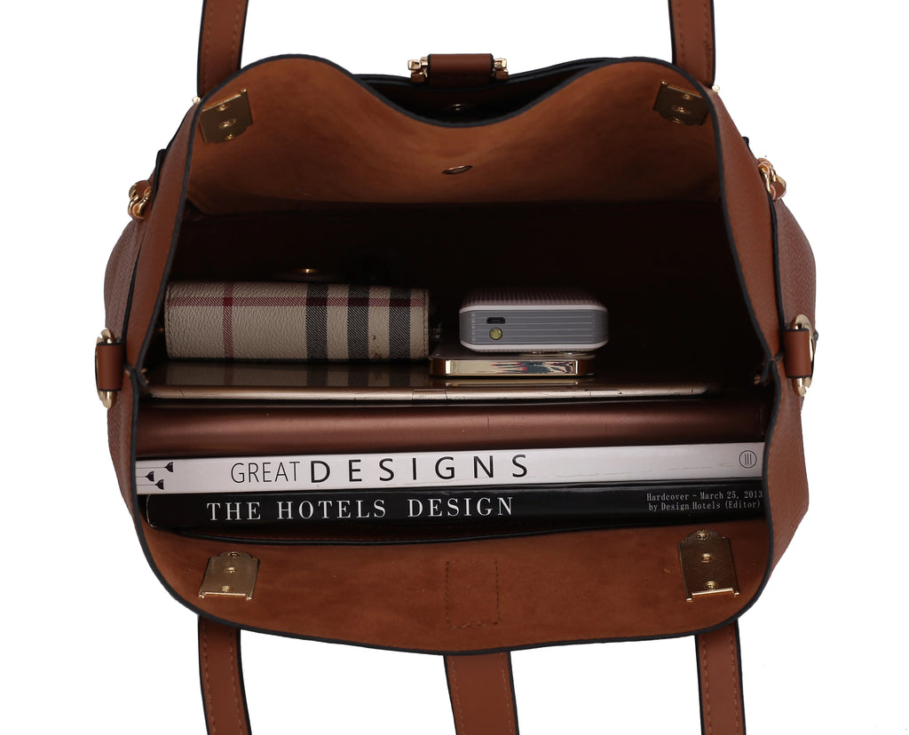 Vegan Leather Women's Shoulder Bag with Crossbody Pouch X4494