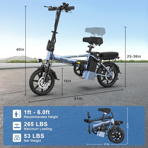 Electric Bike for Adults, 14" Folding Ebike, 750W Peak, Removable Battery, 22mph F42560