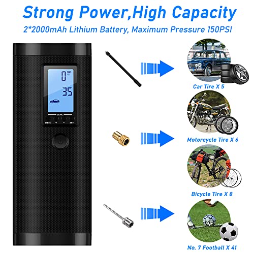 Portable Electric Bicycle Pump, 120PSI, Type-C Rechargeable, Presta & Schrader Valves A866982