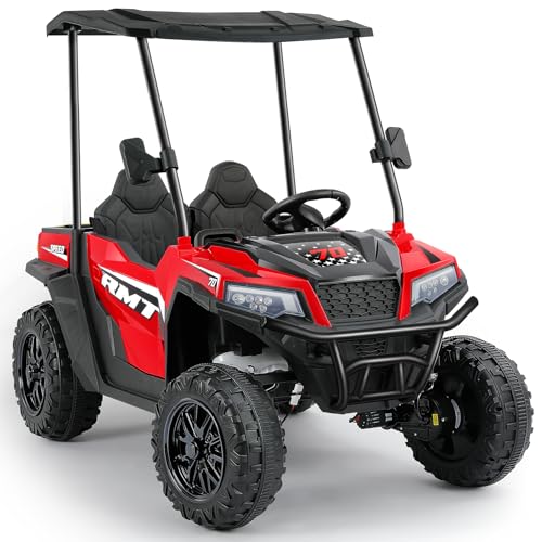 24V Ride on Car 2 Seater with Sun Shade, Dump Bed & Shovel, 4WD Electric Truck for Kids F44284