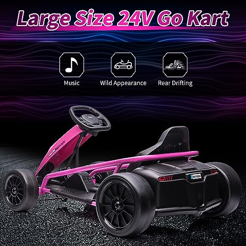 Electric Drift Kart for Kids, 24V Ride On Toy with 2×300W Motors H567371