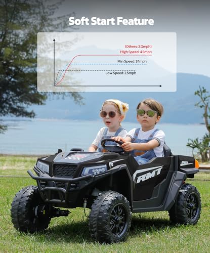 24V Ride on Car 2 Seater with Sun Shade, Dump Bed & Shovel, 4WD Electric Truck for Kids F44284