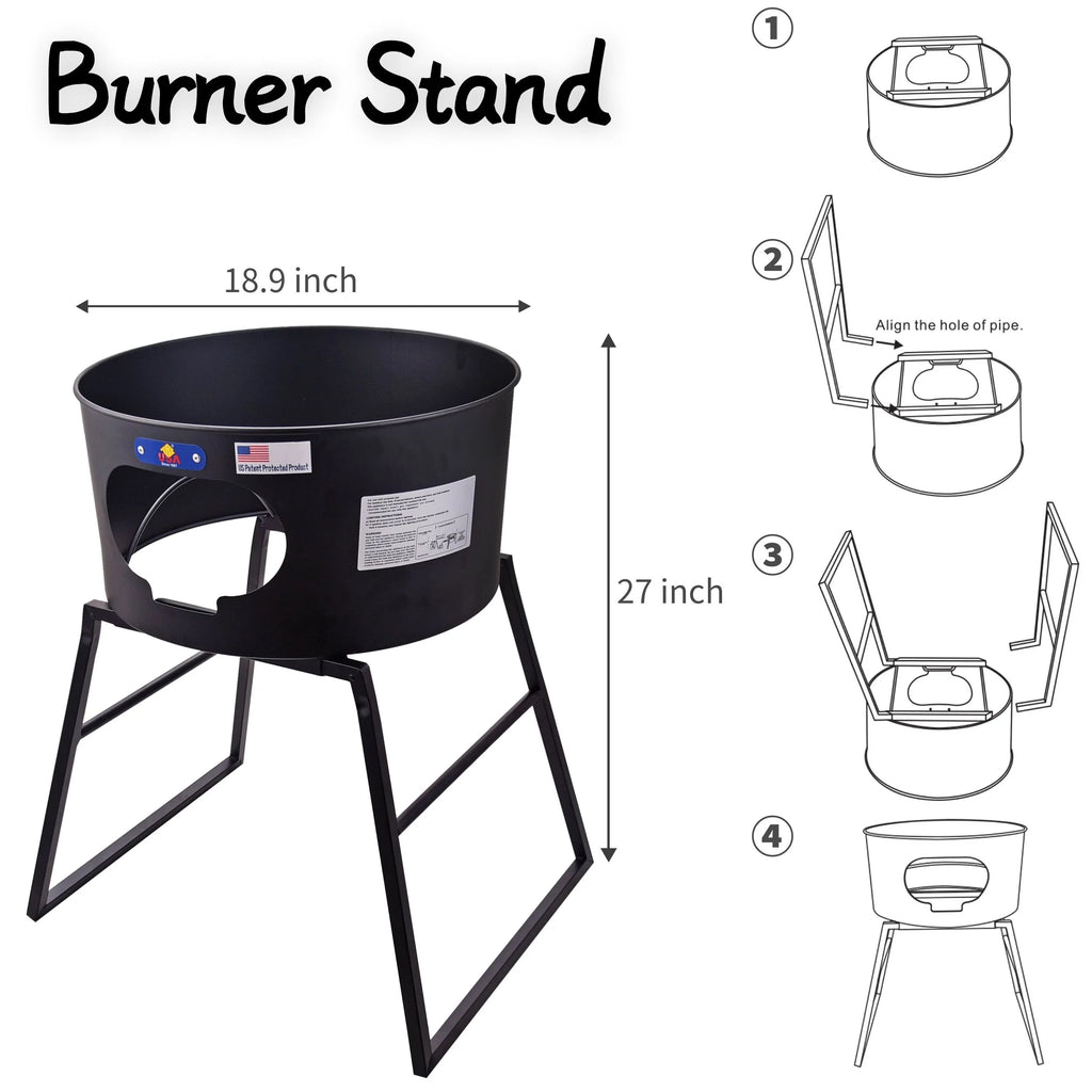 Heavy Duty Stainless Steel Concave Comal Set with Cast Iron Propane Burner Stove and Stand T6900