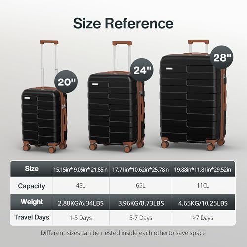 Luggage Set 3 Piece Hardside Expandable Lightweight with TSA Lock Spinner Wheels H69941
