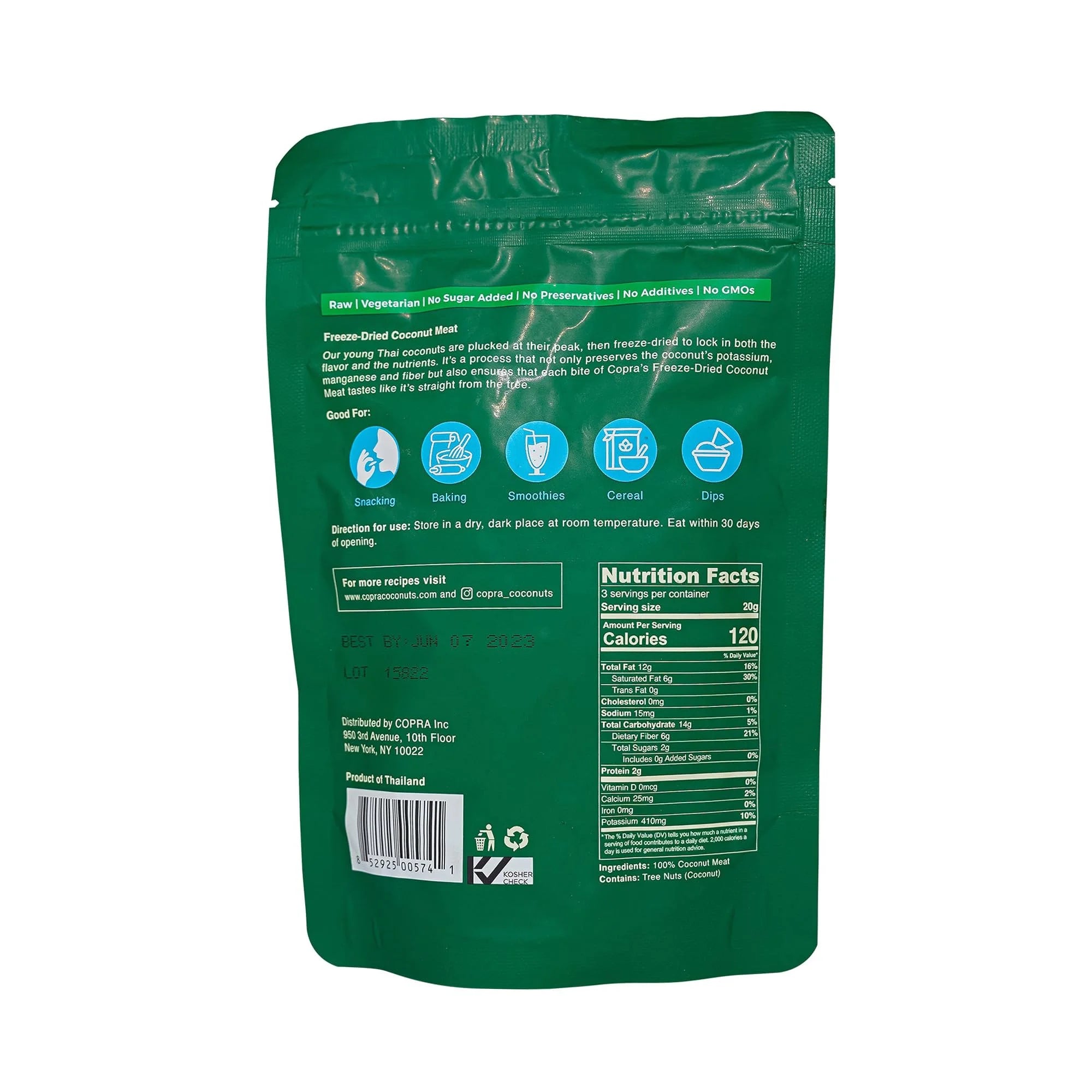 Freeze-Dried Young Thai Coconut Meat, Case of 10, Vegan & Gluten-Free Snack B38415