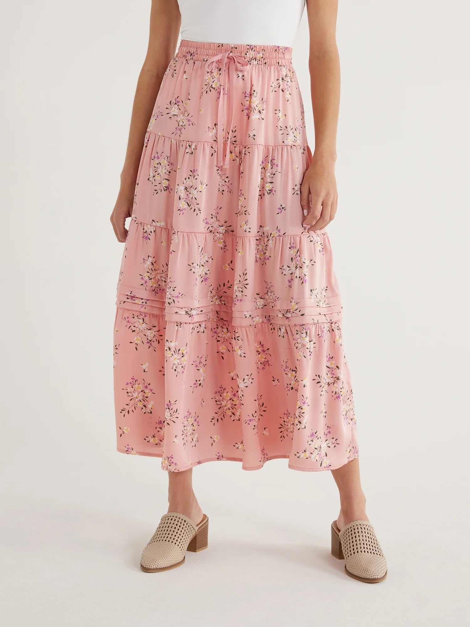 Women's Tiered Maxi Skirt with Elastic Waistband L719