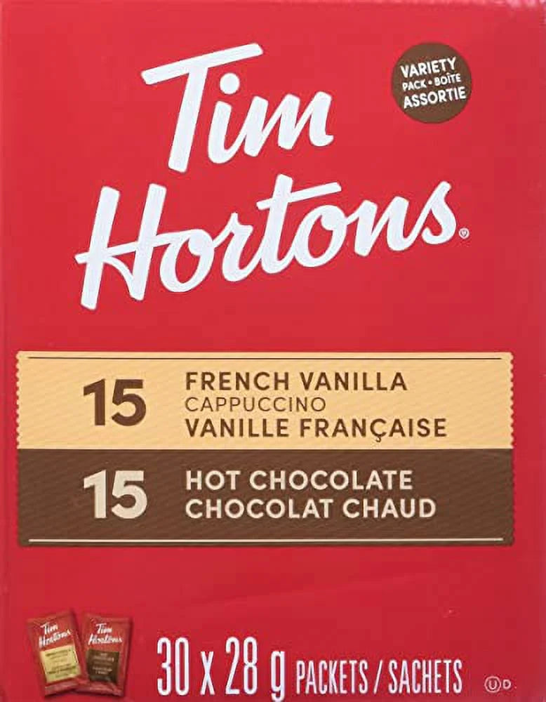 Hot Chocolate Variety Pack, French Vanilla & Cappuccino, 30x28g, 15 Packets B863113