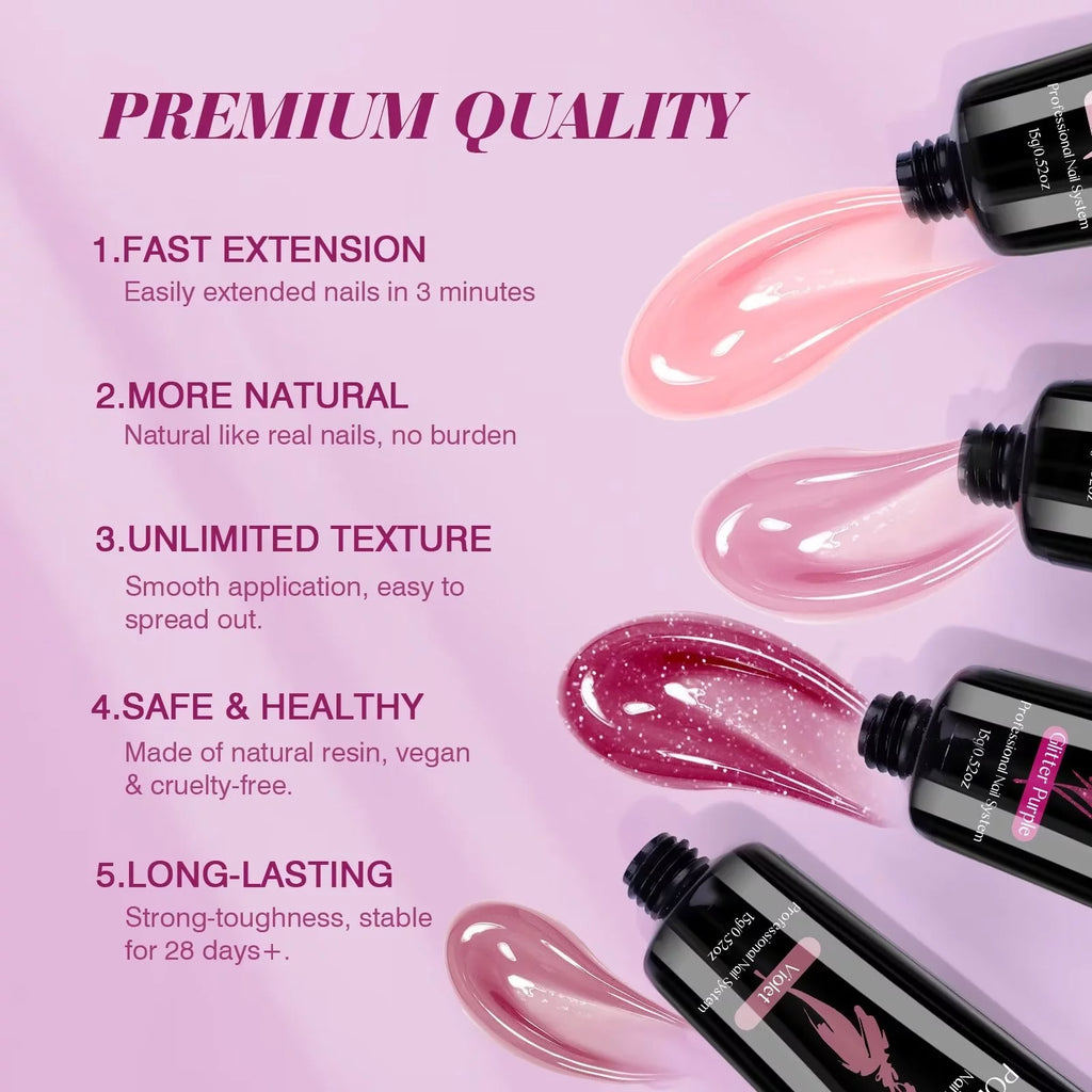 Poly Extension Gel Nail Kit with Nail Lamp, Base and Top Coat L85287