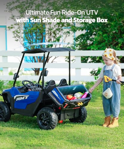 24V Ride on Car 2 Seater with Sun Shade, Dump Bed & Shovel, 4WD Electric Truck for Kids F44284