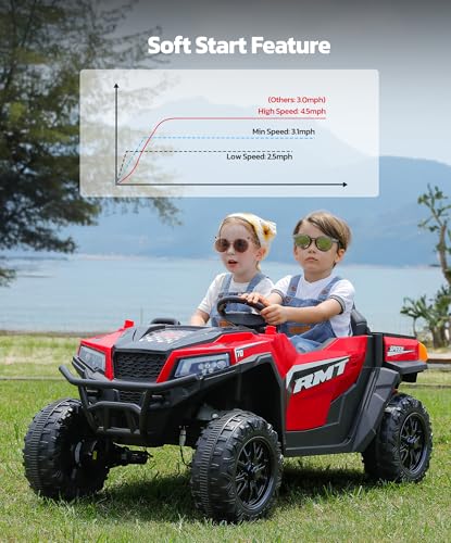 24V Ride on Car 2 Seater with Sun Shade, Dump Bed & Shovel, 4WD Electric Truck for Kids F44284
