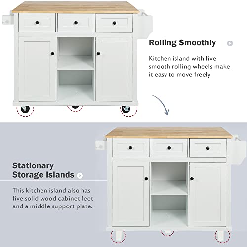 Large Kitchen Island with Drop Leaf, Rolling Cart, Power Outlet R822
