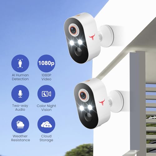 Wireless Security Camera 2-Pack, 1080p Outdoor, Color Night Vision, Motion Detection N66321