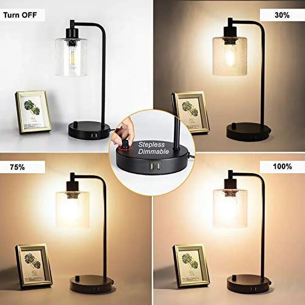 Set of 2 Dimmable Table Lamps with USB Ports for Bedroom K862