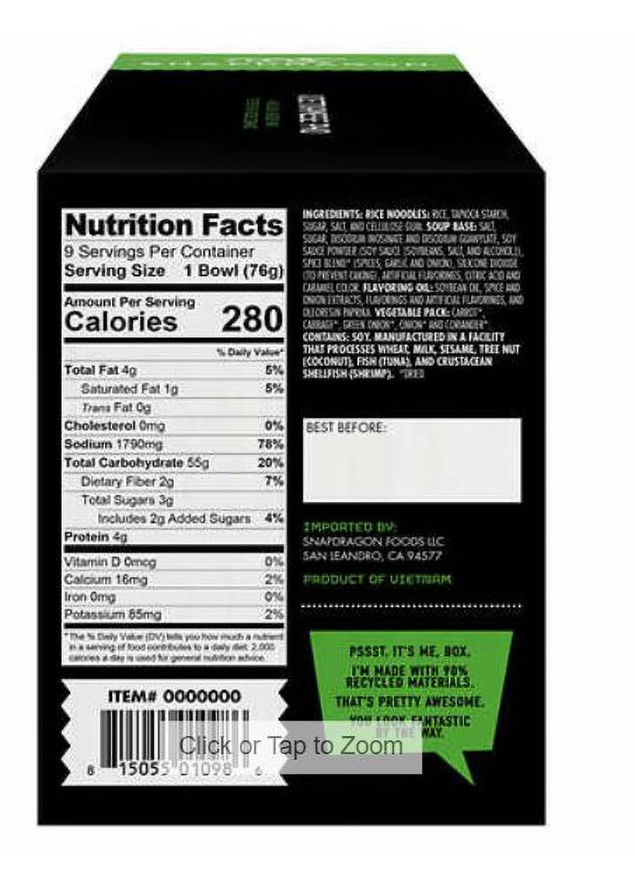 Vietnamese Pho Beef, 2.7 oz, 9-count J4694