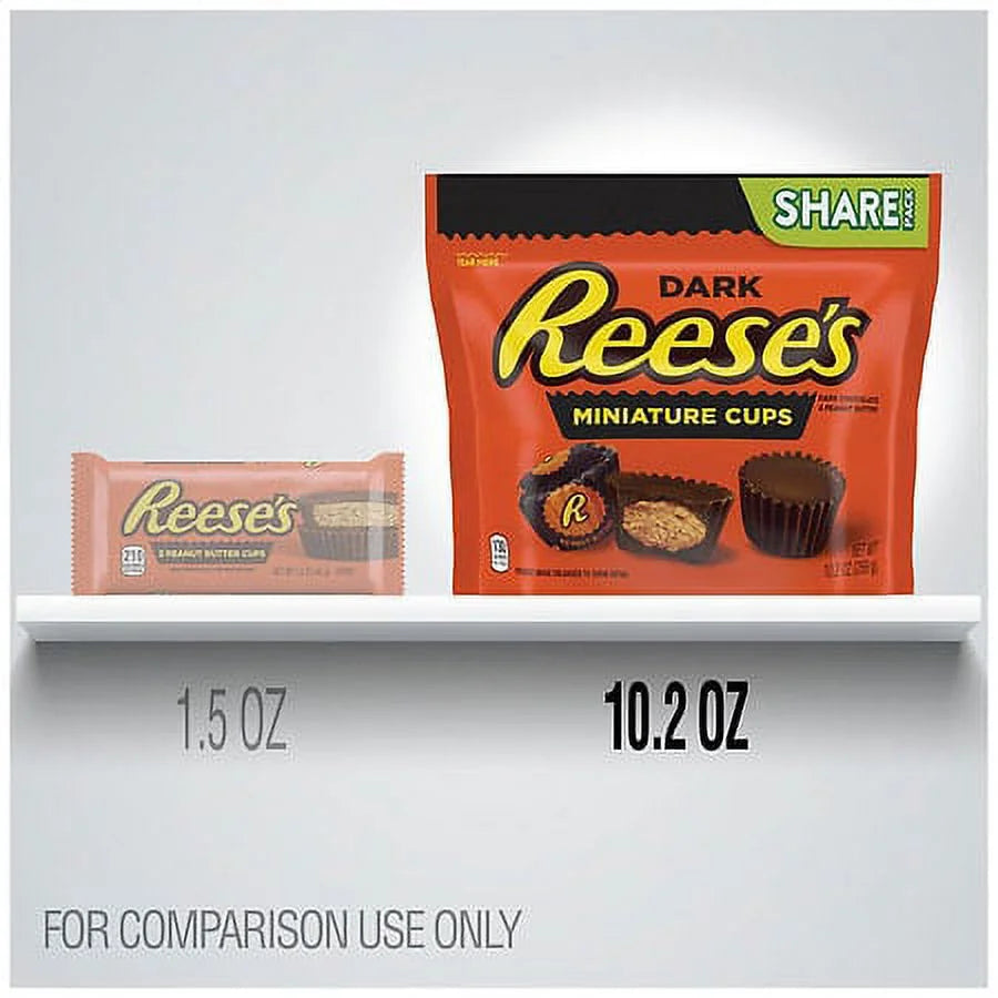Dark Chocolate Peanut Butter Cups Candy, Individually Wrapped, 10.2oz Pack of 2 B678