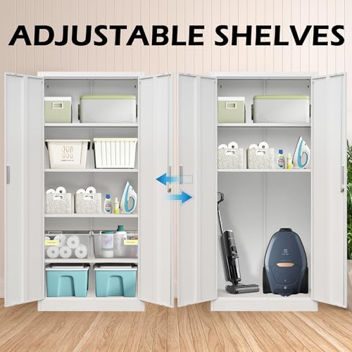 Metal Storage Cabinet with Adjustable Shelves, White W537131