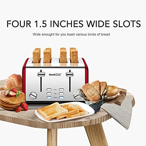 4 Slice Extra Wide Slot Toaster, Stainless Steel J143388