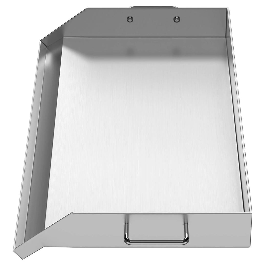 Stainless Steel Flat Top Griddle with Handles and Grease Groove P9122