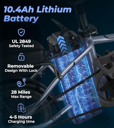 Electric Bike for Adults, 14" Folding Ebike, 750W Peak, Removable Battery, 22mph F42560