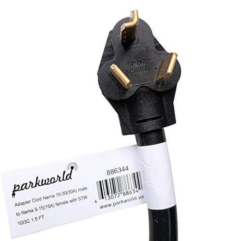 Dryer 10-30 Plug to Household 5-15 Receptacle Adapter Cord H38248