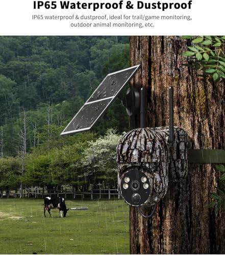 Cellular Trail Camera 4G LTE with Solar Panel, Motion Activated, 2K Night Vision E2472