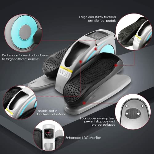 Under Desk Elliptical Machine - Quiet Pedal Exerciser for Seniors, Office & Home N263