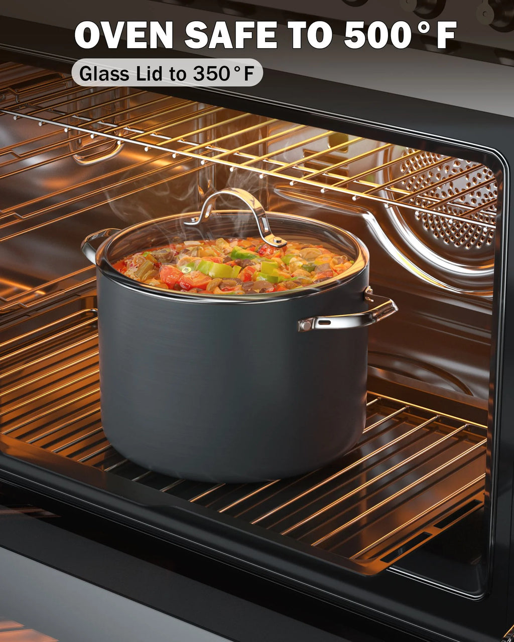Nonstick Hard Anodized Cookware Set, 8-Piece Pots and Pans with Lids Q1342
