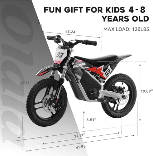 Electric Dirt Bike for Kids Aged 4-8, 350W Brushless Motor, 14'' Off-Road Tires, Blue J66927
