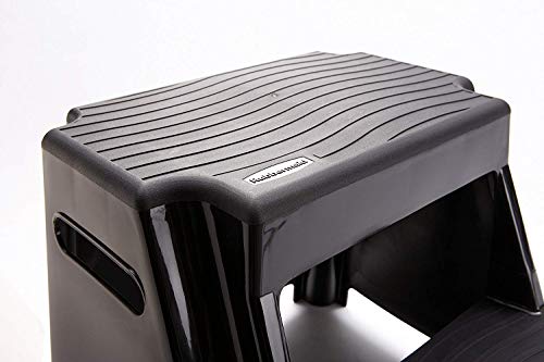2-Step Molded Plastic Step Stool, Lightweight, Slip Resistant, Black D3424