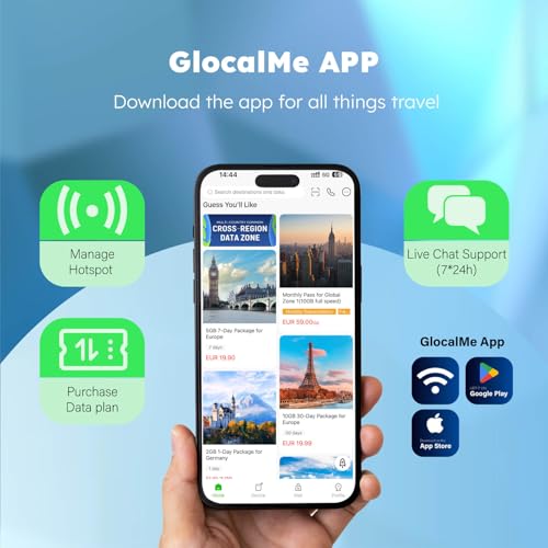 4G LTE Mobile Hotspot, Portable WiFi for Travel in 200+ Countries, No SIM Card Needed, 10 Devices, 1GB Data 90 Days U937500