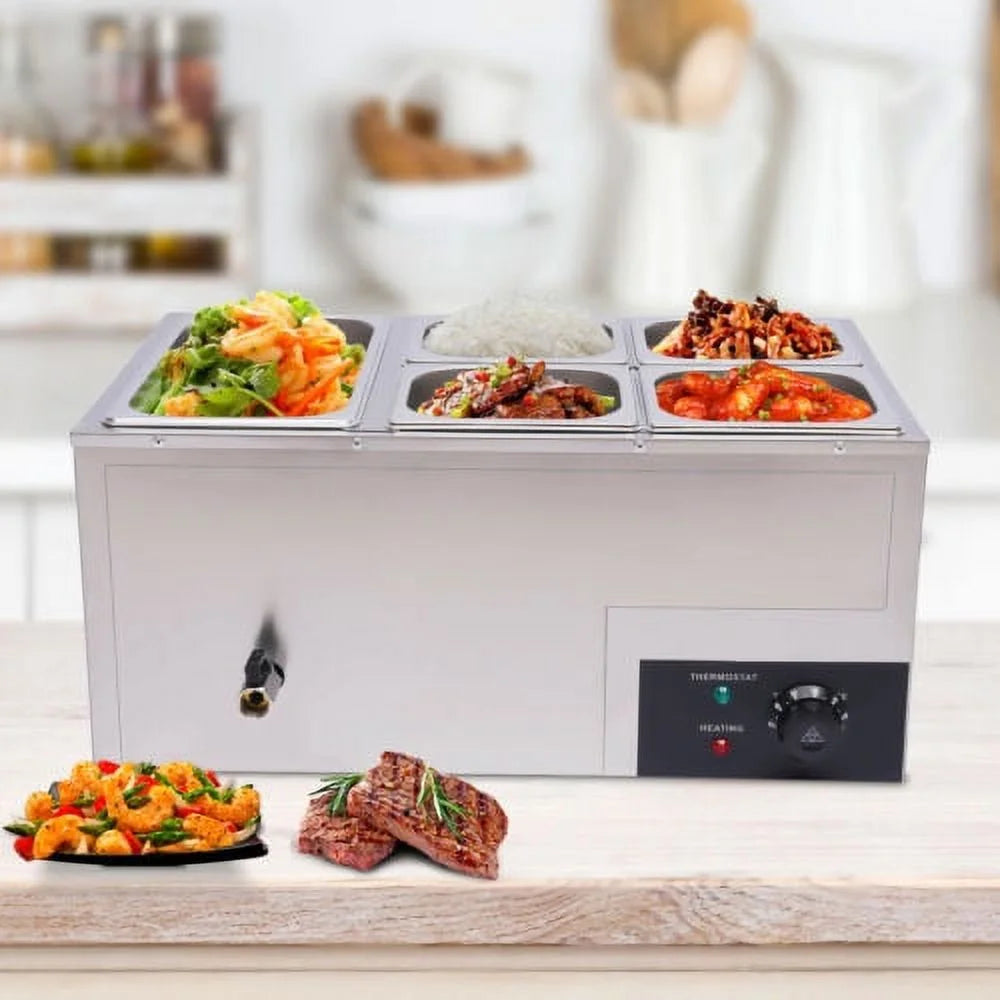 Stainless Steel Electric Food Warmer with 5 Pans B639802