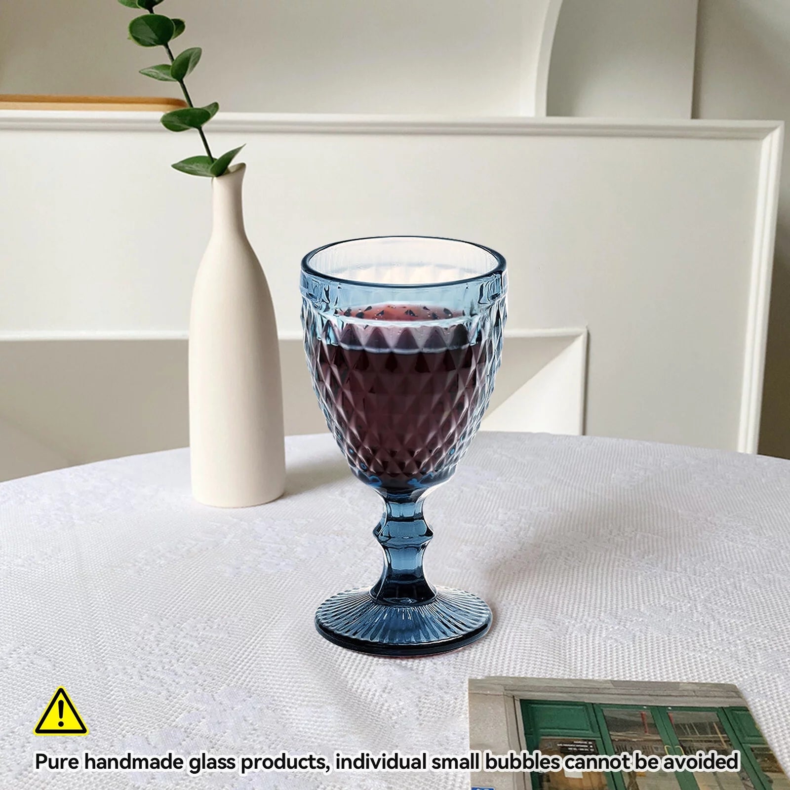 6pcs Embossed Retro Glass Goblet 8 oz Wine Cup Stemware L883