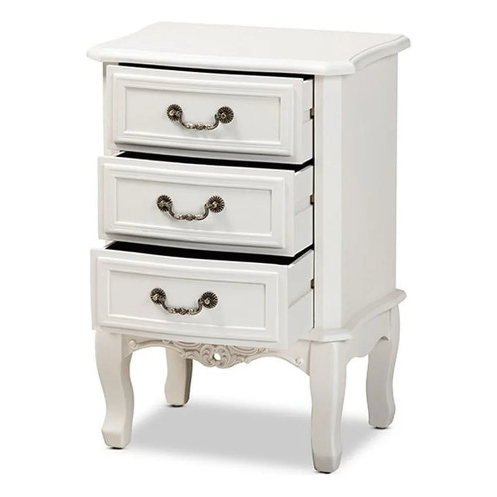 French Country 3-Drawer Wood Nightstand Q41323